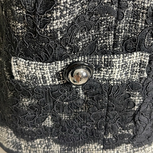 CARLISLE Vintage Women’s Black Tweed Lace Button Blazer Size 8 Boxy Elegant - Picture 5 of 13